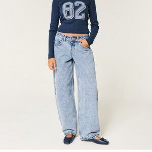 Hollister Low Rise Taper Baggy Barrel Jeans Womens Sz 24 Long Y2K New
